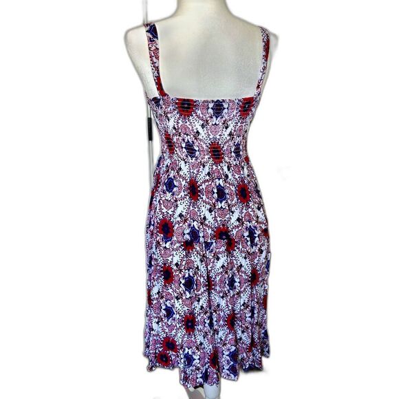 Japna Women's Smocked Dress in Patriotic Colors Body Con Fit and Flare Size S - Picture 2 of 6